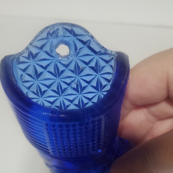 Vtg Colbalt Blue Glass Match Or Toorhpick Holder - Picture 5 of 6